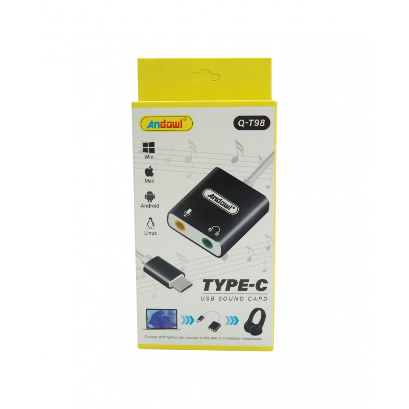 USB TYPE-C ΚΑΡΤΑ ΗΧΟΥ SOUND CARD ANDOWL AN-Q-T98