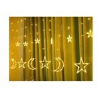 Χριστουγεννιάτικη κουρτίνα Αστεράκια-Φεγγάρι Θερμό Λευκό LED ΧΩΡΙΣ Τηλεκοντρόλ