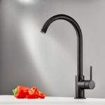 Αναμεικτική Μπαταρία Νιπτήρα 23cm Μαύρο Ματ