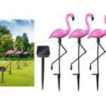 Σετ 3τμχ LED Ροζ Φλαμίνγκο Φωτιστικά Κήπου Με Πάνελ electronistas.gr