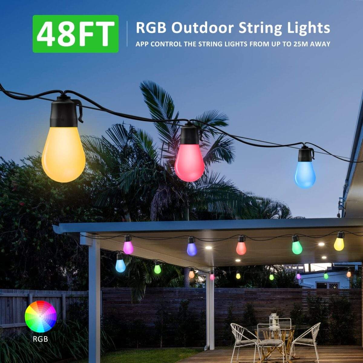 Αδιάβροχη Γιρλάντα RGB Κήπου Με 15 LED Λάμπες 220V/14m electronistas.gr