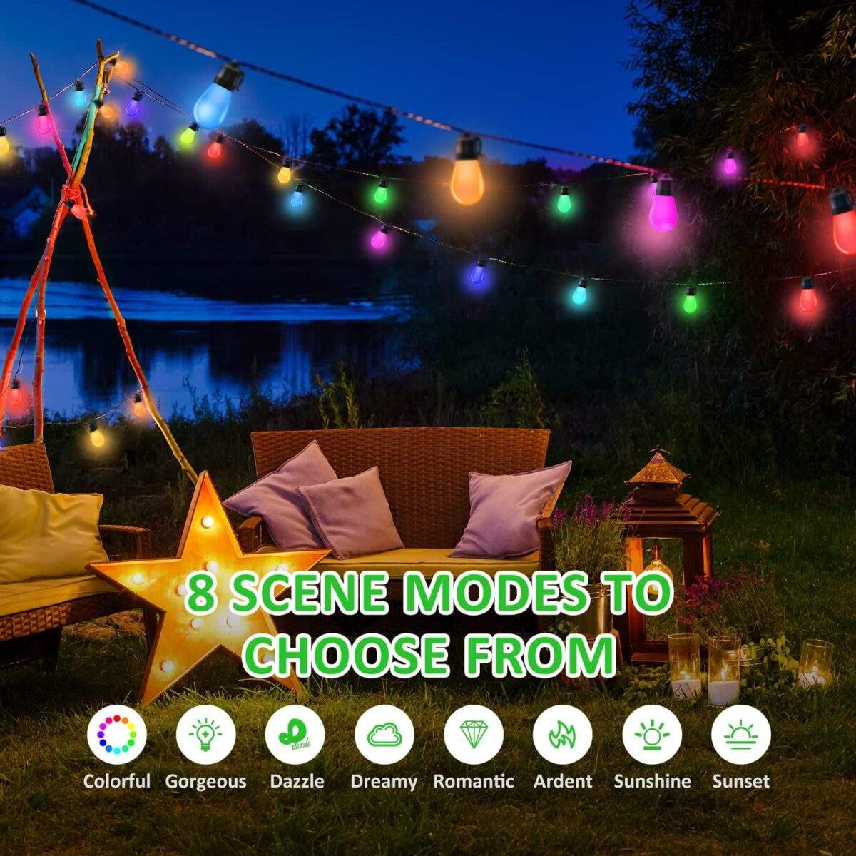 Αδιάβροχη Γιρλάντα RGB Κήπου Με 15 LED Λάμπες 220V/14m electronistas.gr