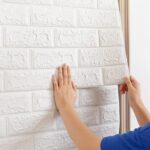3D Αυτοκόλλητο Τοίχου Τουβλάκι Καφέ / Λευκό 70x77 εκ. electronistas.gr