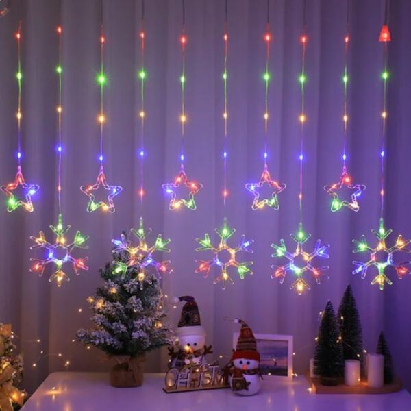 120 Led RGB Χριστουγεννιάτικα Φωτάκια Κουρτίνα "Αστέρια / Νιφάδες" electronistas.gr