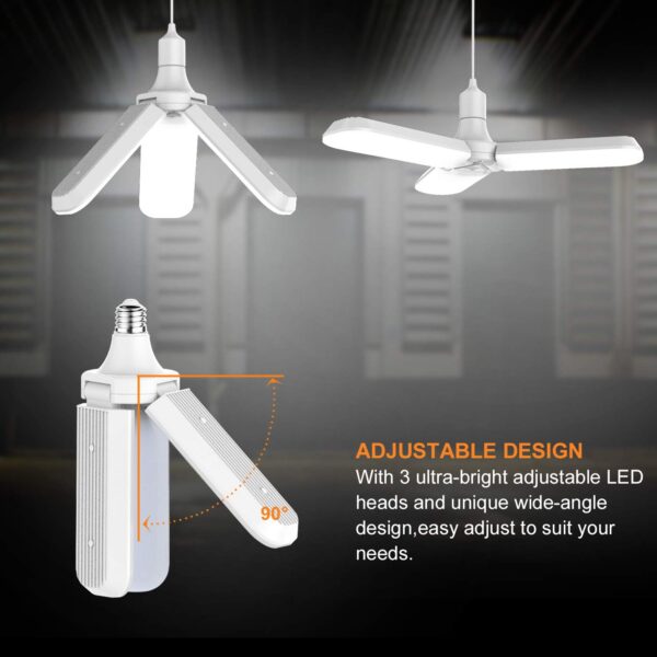 Led Λάμπα Πτυσσόμενη 45W Mε 3 Πτερύγια E27 6000K 220V 3000LM electronistas.gr