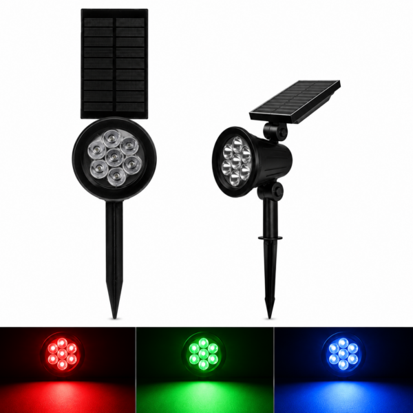 Led Ηλιακό Καρφωτό Φωτιστικό RGB 7 SMD Με Πάνελ electronistas.gr