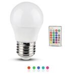Led RGBW Λάμπα E27 3W 220V 350LM Με Τηλεχειριστήριο electronistas.gr