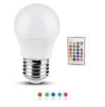 Led RGBW Λάμπα E27 3W 220V 350LM Με Τηλεχειριστήριο electronistas.gr