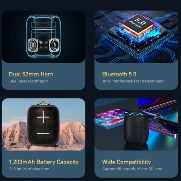 Φορητό Ασύρματο Ηχείο 6W Με Bluetooth IPX4 electronistas.gr
