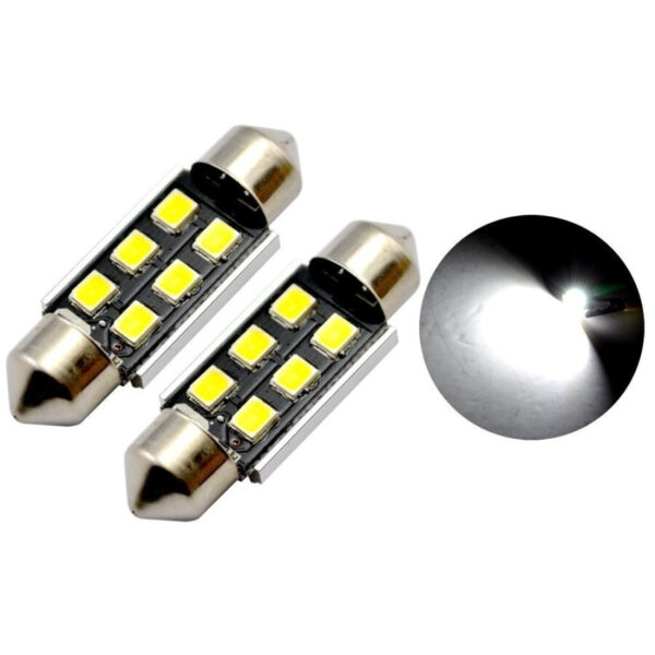Σετ 2τμχ Led Λάμπες Αυτοκινήτου Canbus 6SMD 6500K 12V 36mm electronistas.gr