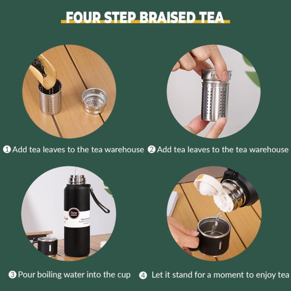 Ανοξείδωτο Θερμός 1200ml Με Καπάκι - Κούπα Μαύρο