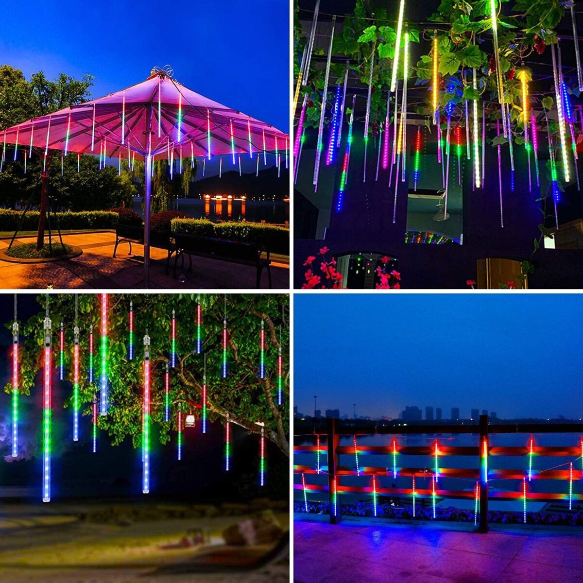 Σετ 8τμχ x50cm Led Ηλιακή Χριστουγεννιάτικη "Βροχή Μετεωριτών" electronistas.gr