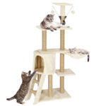 Γατόδεντρο / Ονυχοδρόμιο 3 Επιπέδων Με Σπιτάκι & Αιώρα Λευκό electronistas.gr