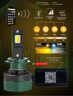 Δίχρωμη LED Λάμπα Αυτοκινήτου H4 Με Bluetooth Έλεγχο (3000K–10000K) electronistas.gr