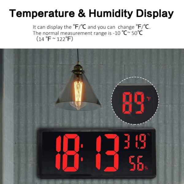 Μεγάλο Ψηφιακό Ρολόι Τοίχου LED 17.2″ Mε Θερμοκρασία & Υγρασία electronistas.gr