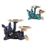 Διακοσμητικό Γλυπτό Γαλλικού Μπουλντόγκ Mε 2 Δίσκους – 32x17x18cm electronistas.gr