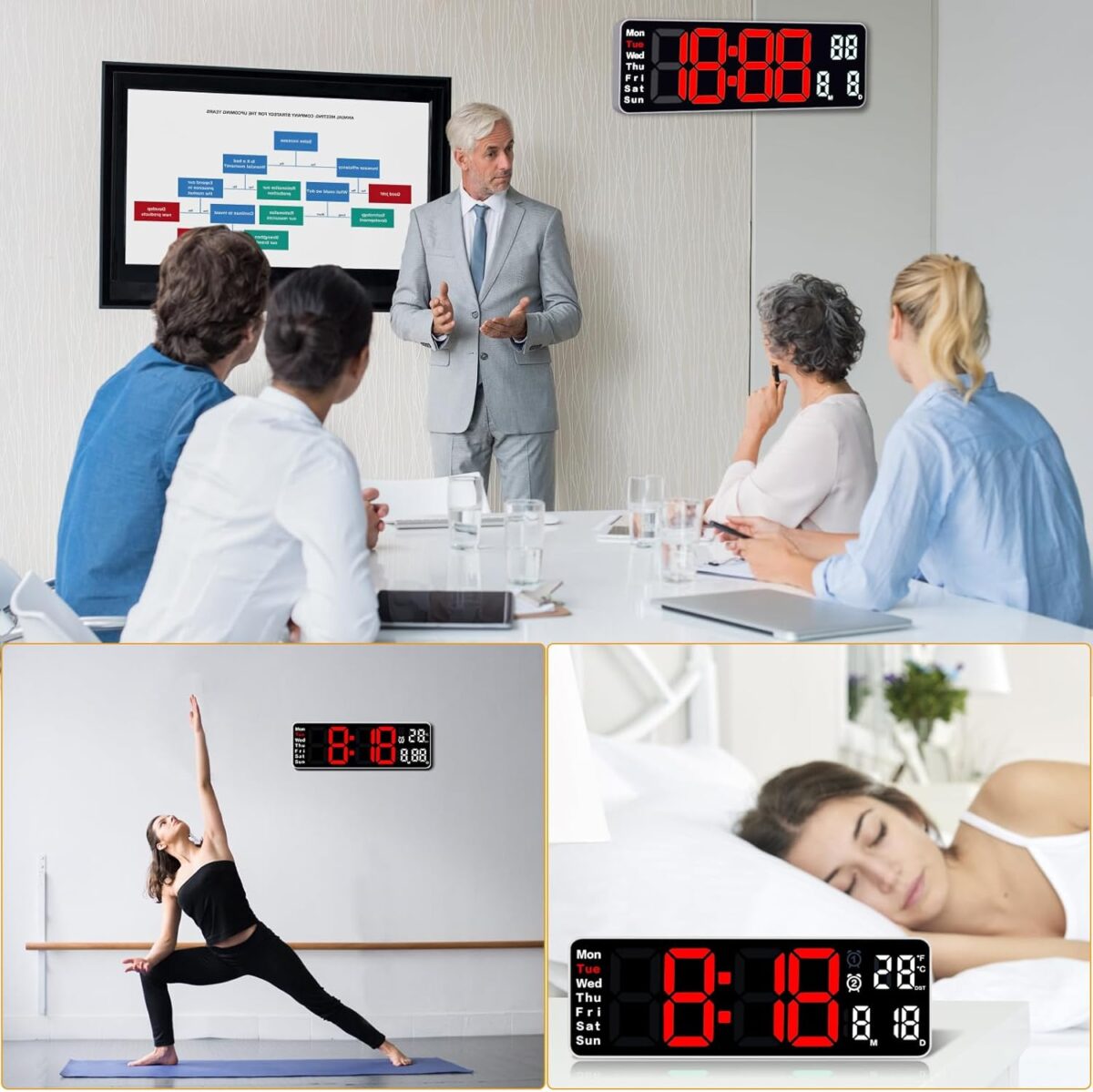 Ψηφιακό Ρολόι Τοίχου LED 13" Με Τηλεχειριστήριο & Διπλό Ξυπνητήρι electronistas.gr