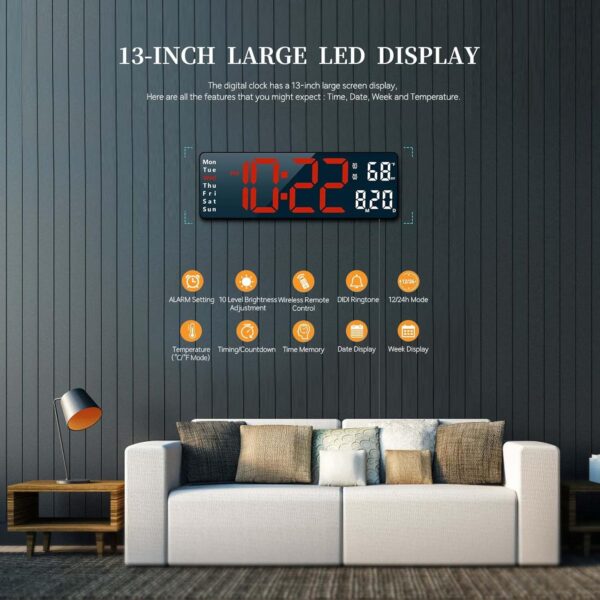 Ψηφιακό LED Ρολόι 35x3.2x13cm Με Bluetooth, 4 Ξυπνητήρια & Θερμόμετρο electronistas.gr