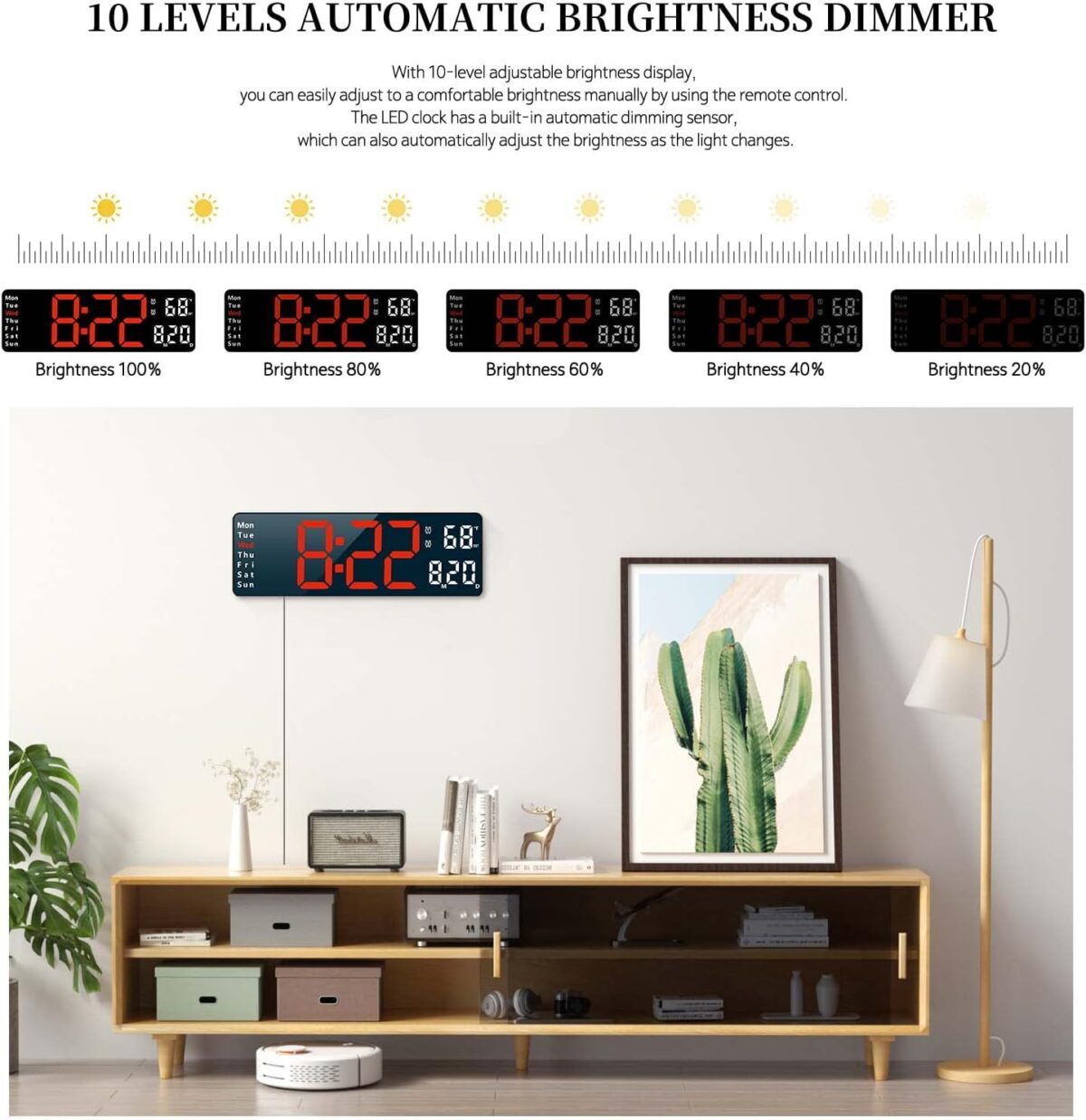 Ψηφιακό LED Ρολόι 35x3.2x13cm Με Bluetooth, 4 Ξυπνητήρια & Θερμόμετρο electronistas.gr