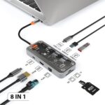 Διανομέας 8 Σε 1 Type-C Με HDMI / LAN / USB 3.0 / USB-C / Θύρες SD & TF electronistas.gr