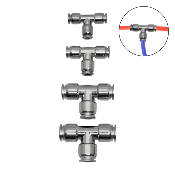 Σετ 4τμχ Πνευματικών Συνδέσμων Ταφ PU/PE/Nylon Ø6-8-10-12mm Μεταλλικό electronistas.gr