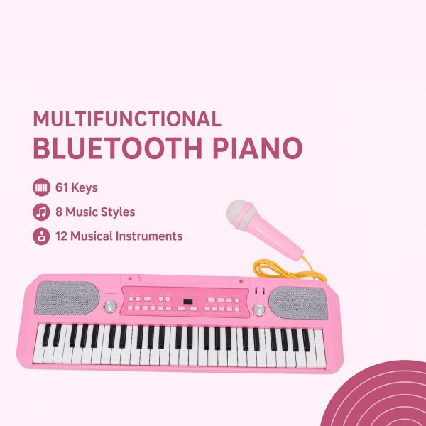 Πολυλειτουργικό Πιάνο Bluetooth 61 Πλήκτρων Για Παιδιά – Ροζ electronistas.gr