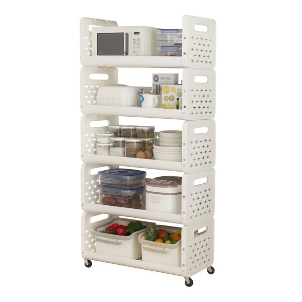 Τροχήλατη Ραφιέρα Αποθήκευσης & 5 Αεριζόμενα Ράφια – 122x40x28.5cm electronistas.gr