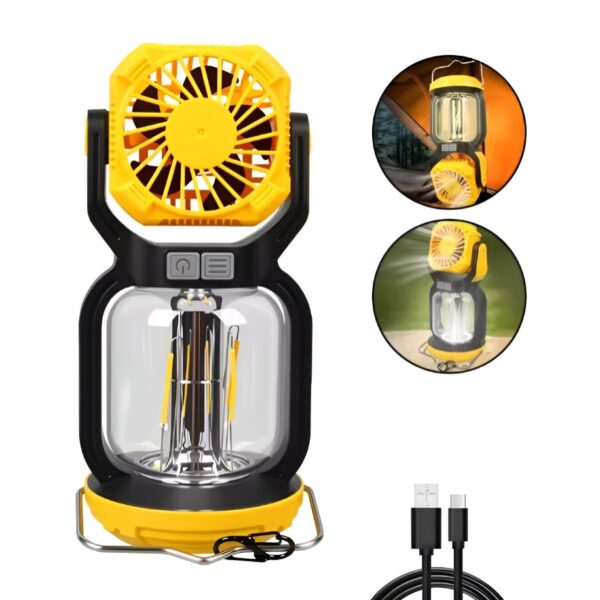 Επαναφορτιζόμενος Ανεμιστήρας & Φως Κάμπινγκ 2 σε 1 USB με Γάντζο electronistas.gr