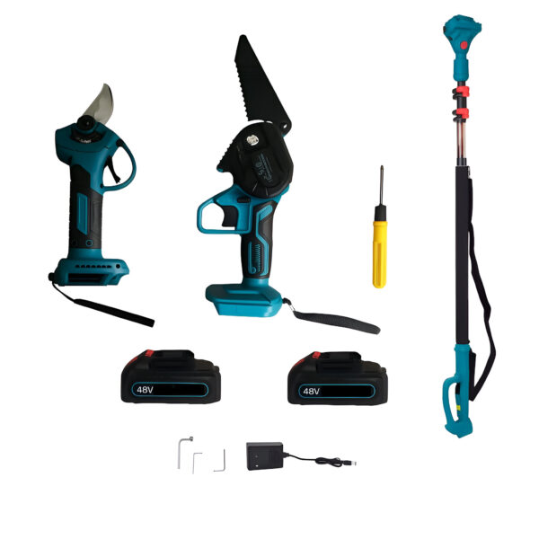 Σετ Αλυσοπρίονο & Ψαλίδι Κλαδέματος με Τηλεσκοπικό Κοντάρι 48V 5Ah & 2 Μπαταρίες electronistas.gr