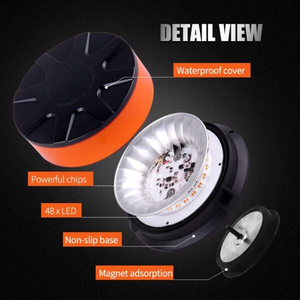 LED Μαγνητικός Φάρος Αυτοκινήτου 12–24V – Πορτοκαλί electronistas.gr