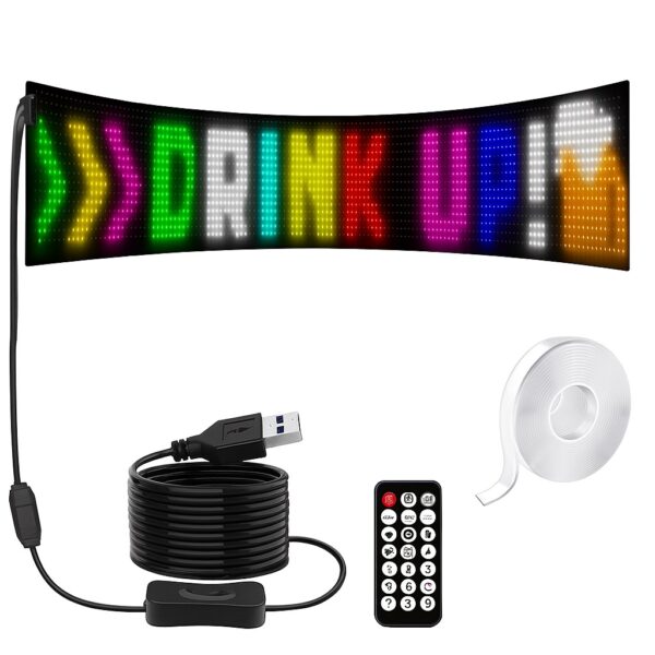 Εύκαμπτη LED Οθόνη Πάνελ Αυτοκινήτου 16×144 Pixel 192×1330mm Με Bluetooth & Τηλεχειρισμό – RGB electronistas.gr
