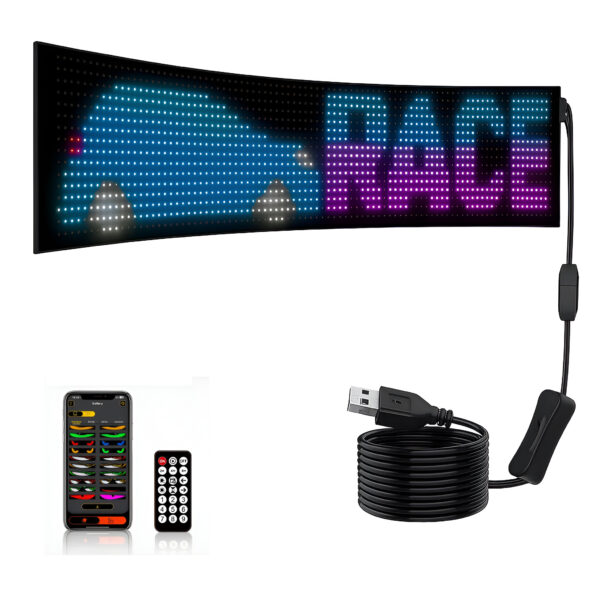 Εύκαμπτη LED Οθόνη Πάνελ Αυτοκινήτου 16×96 Pixel 192×920mm Με Bluetooth – RGB electronistas.gr