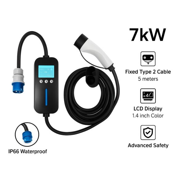 Φορτιστής Ηλεκτρικού Οχήματος 7kW 8A~32A Τύπου 2 electronistas.gr