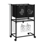 Τροχήλατη Μεταλλική Ραφιέρα Μπάνιου 2 Επιπέδων με Καλάθια Απλύτων 57x28x97cm electronistas.gr