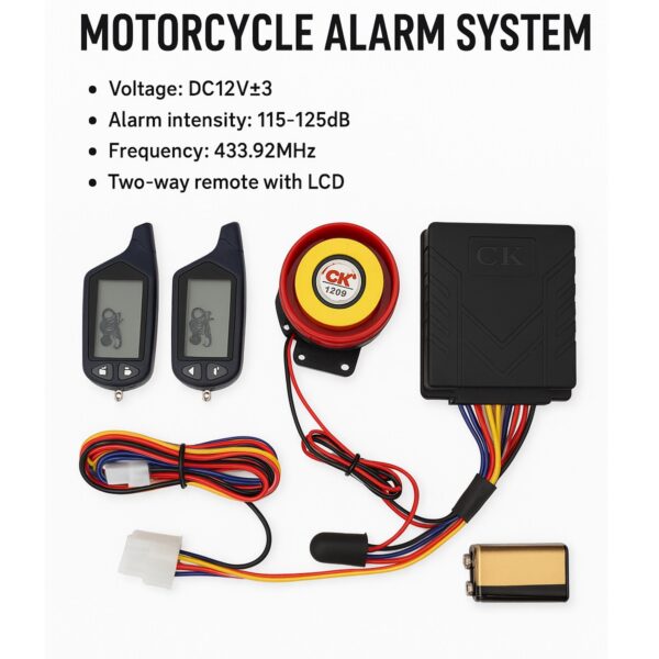 Σύστημα Συναγερμού 2 Κατευθύνσεων Μοτοσικλέτας με 2 Τηλεχειριστήρια LCD electronistas.gr