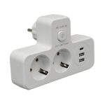 Πολύπριζο 2500W με 2 Πρίζες, 2 USB-A & 1 USB-C με Γρήγορη Φόρτιση & Φωτάκι electronistas.gr
