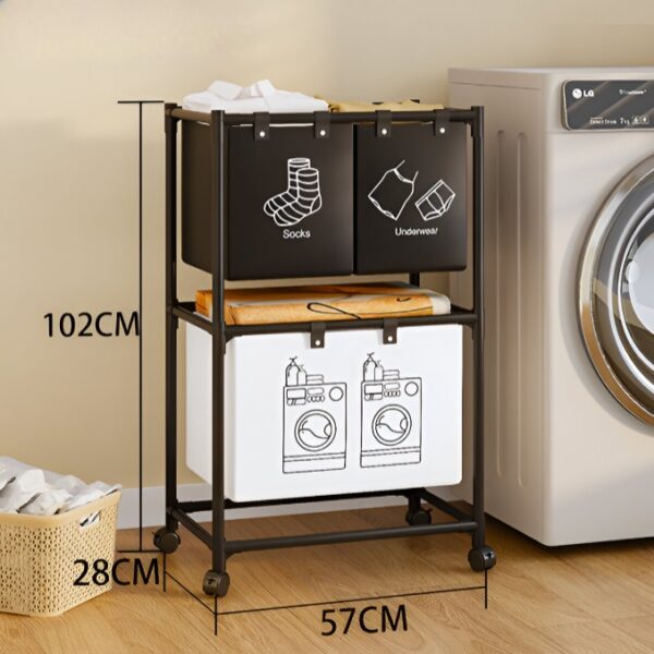 Τροχήλατη Μεταλλική Ραφιέρα Μπάνιου 2 Επιπέδων με Καλάθια Απλύτων 57x28x97cm electronistas.gr