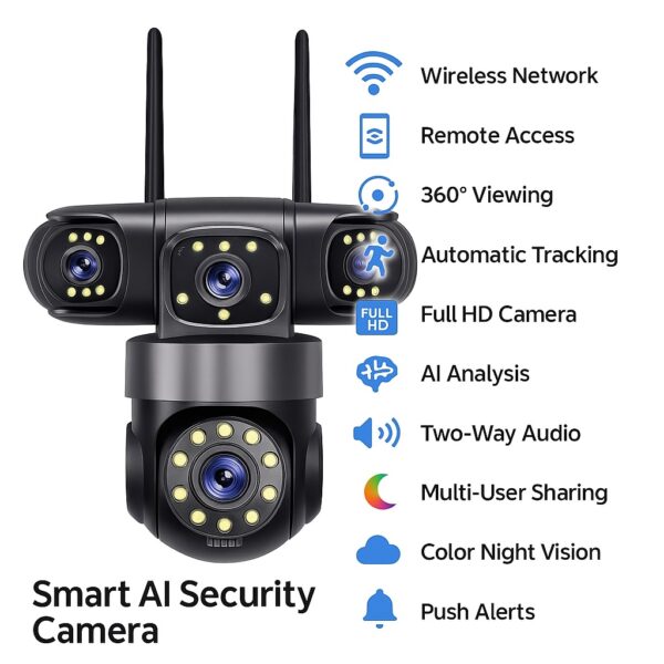 AI Έξυπνη Κάμερα Ασφαλείας 4 Φακών electronistas.gr