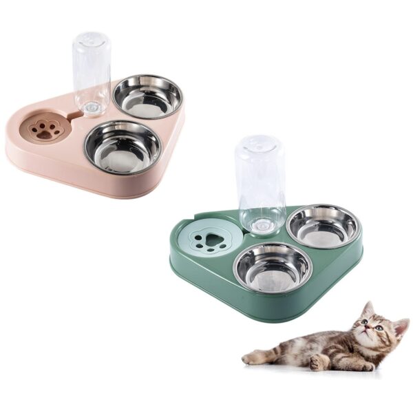 Ταΐστρα Κατοικιδίων με Ποτίστρα & 2 Ανοξείδωτα Μπολάκια