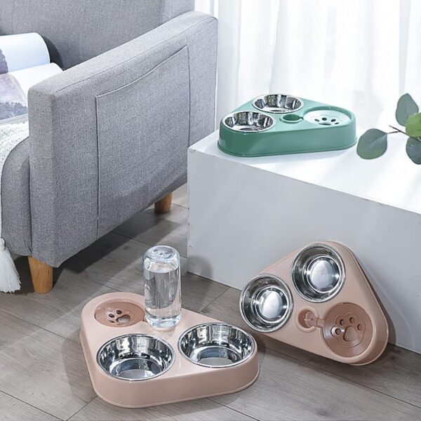 Ταΐστρα Κατοικιδίων με Ποτίστρα & 2 Ανοξείδωτα Μπολάκια