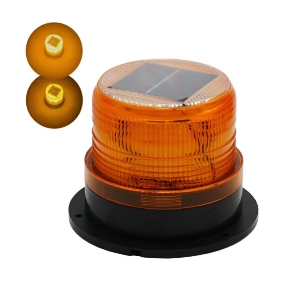 Ηλιακός Φάρος Πορτοκαλί 12V με Φωτοβολταϊκό Πάνελ με Μαγνήτη electronistas.gr