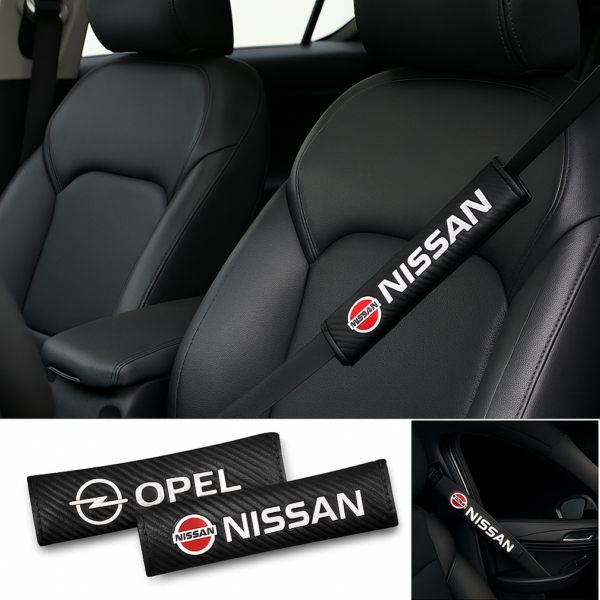 Σετ 2τμχ Μαξιλαράκια Ζώνης Αυτοκινήτου Carbon 23x6cm electronistas.gr