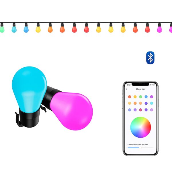 Πολύχρωμη Γιρλάντα 220V / 14m με 15 LED Λάμπες IP67 – Bluetooth electronistas.gr