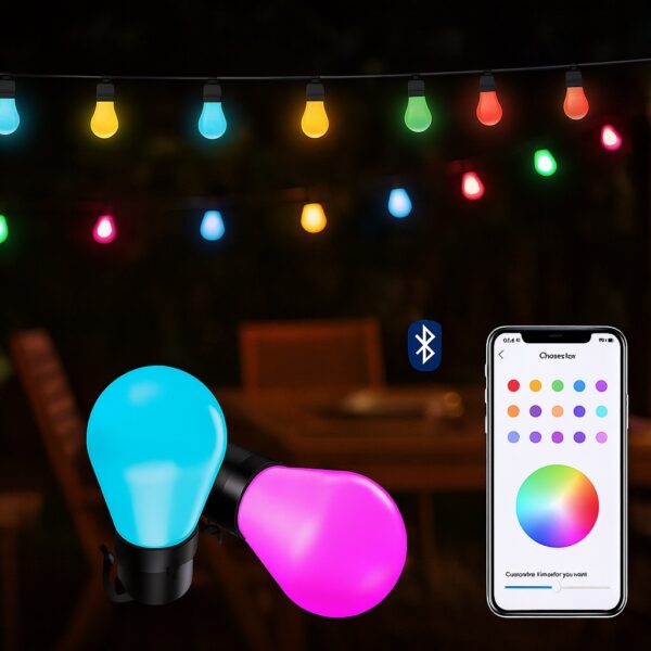 Πολύχρωμη Γιρλάντα 220V / 14m με 15 LED Λάμπες IP67 – Bluetooth electronistas.gr