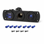 Σετ Διπλός USB Φορτιστής Αυτοκινήτου Με Θύρα Αναπτήρα 12V & Βάση Πάνελ electronistas.gr