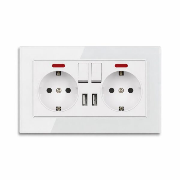 Διπλή Εντοιχιζόμενη Πρίζα με 2 Θύρες USB Type-C & Διακόπτες electronistas.gr