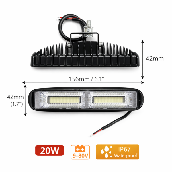 LED Προβολέας Εργασίας 20W 9-80V DC electronistas.gr