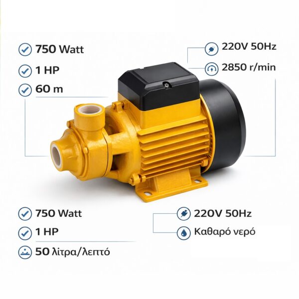 Περιφερειακή Αντλία Νερού 750W / 1HP Μονοφασική electronistas.gr