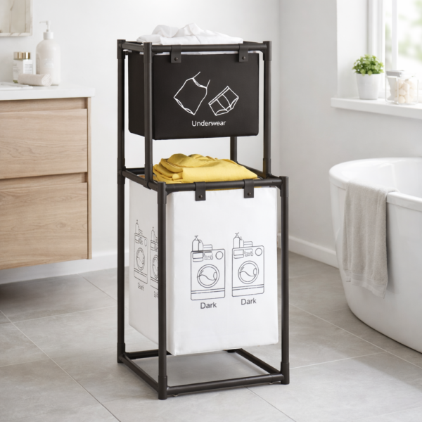 Καλάθι Απλύτων Υφασμάτινο με 2 Επίπεδα electronistas.gr