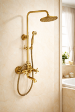 Στήλη Ντους με Μπαταρία Μπρονζέ Ρετρό & Ρυθμιζόμενο Ύψος electronistas.gr